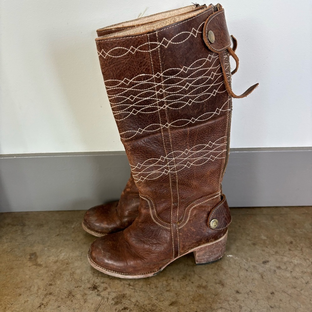 Brown Leather Knee-High Boots